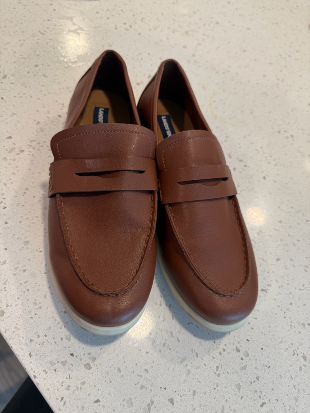 Lands' End Men's Chestnut Brown Leather Penny Loafers